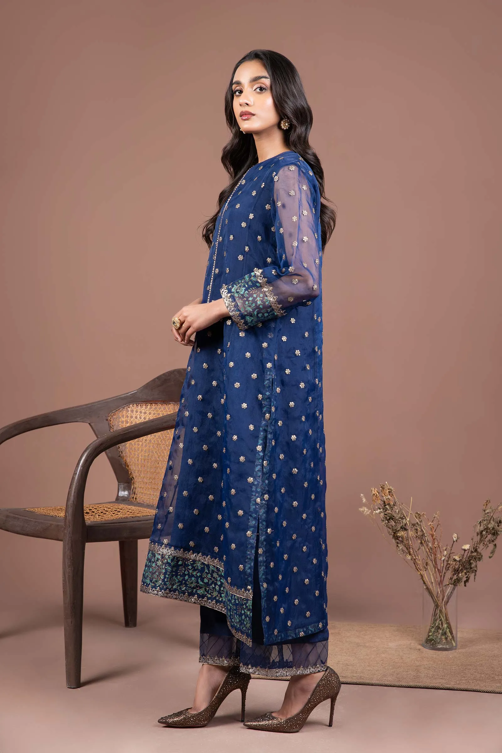 2 Pc Embroidered Organza Suit | MB-F24-505