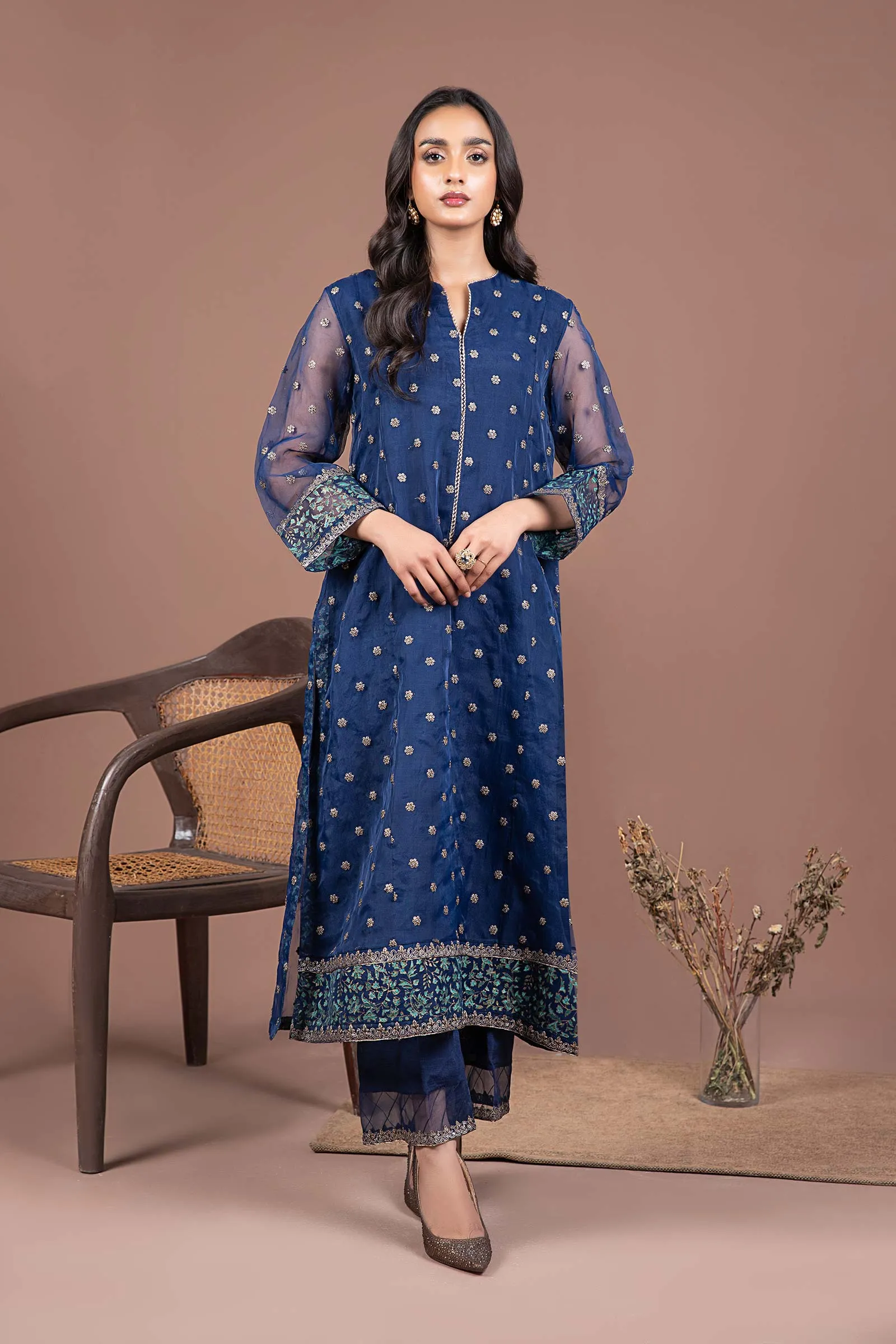 2 Pc Embroidered Organza Suit | MB-F24-505