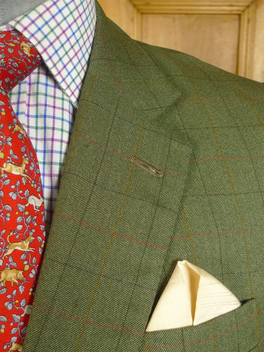 24/0977 redmayne bespoke green wp check wool country suit 42 short to regular