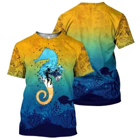 3D Printed Diving Art Casual Men's Summer Short-Sleeve T-Shirt