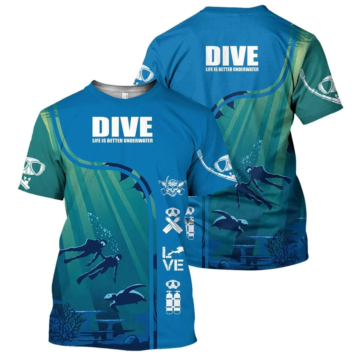 3D Printed Diving Art Casual Men's Summer Short-Sleeve T-Shirt