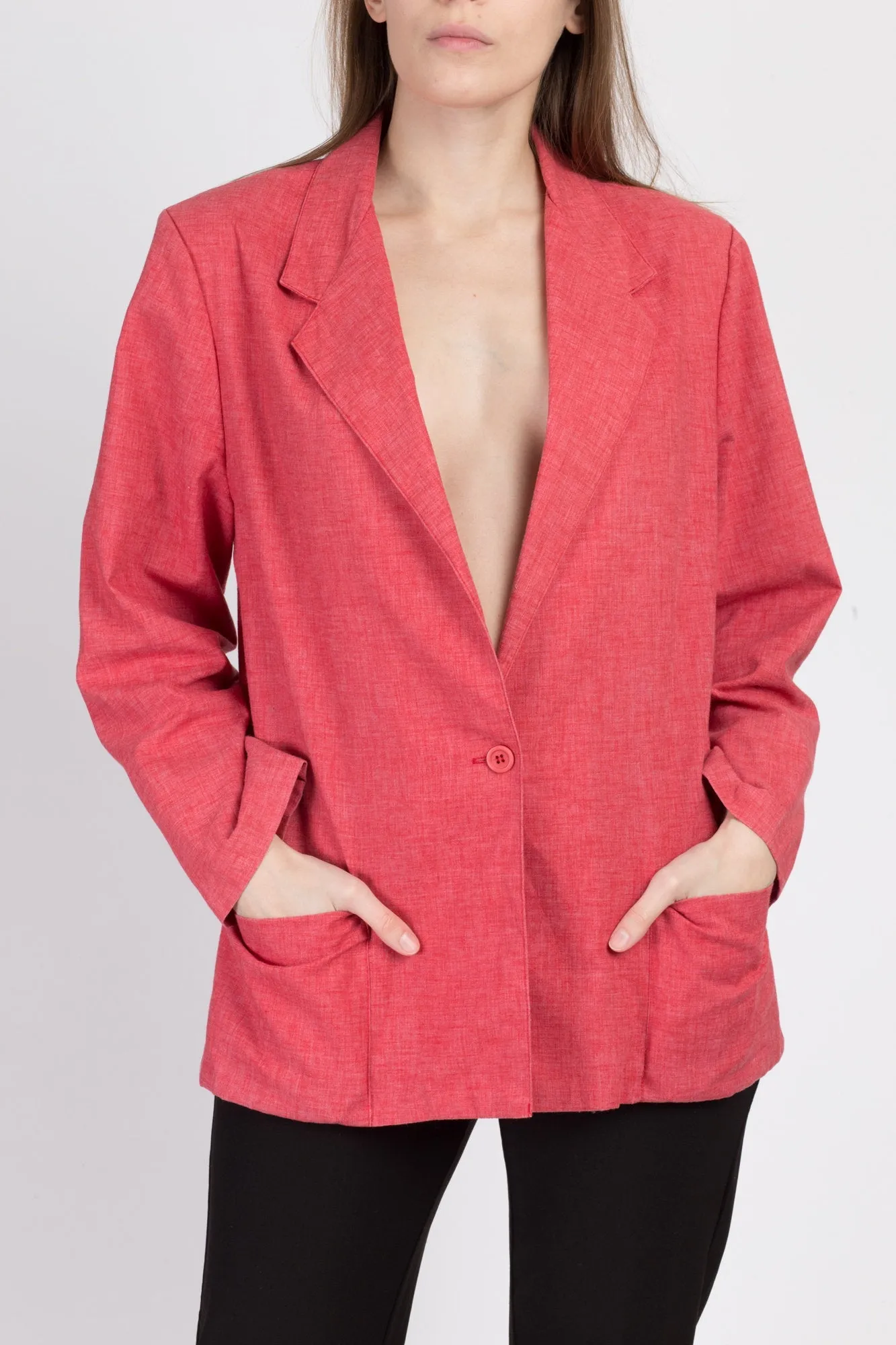 80s Pink Longline Blazer - Large