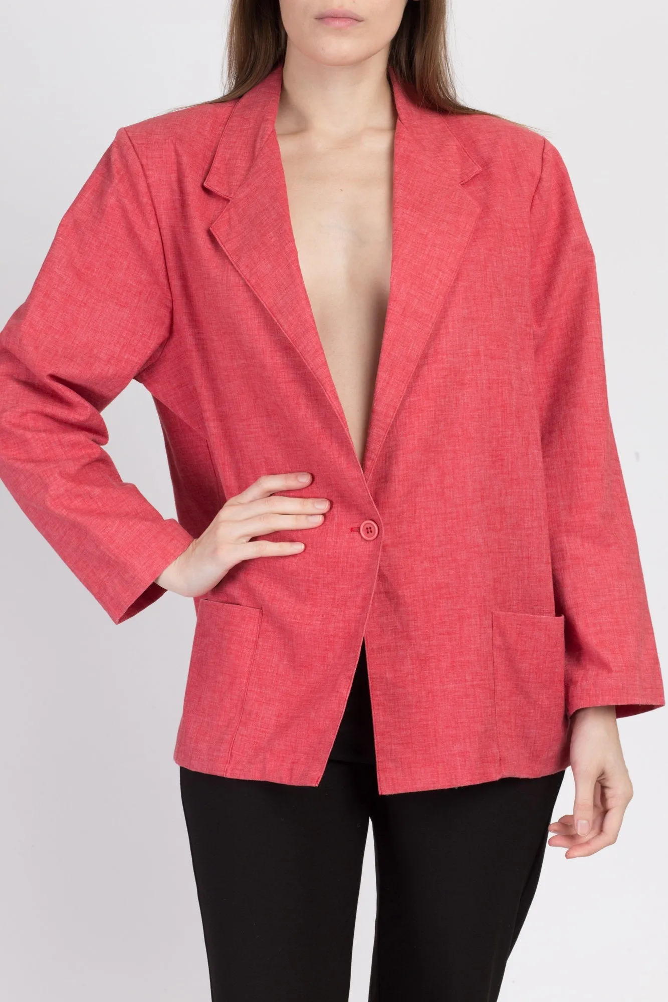 80s Pink Longline Blazer - Large