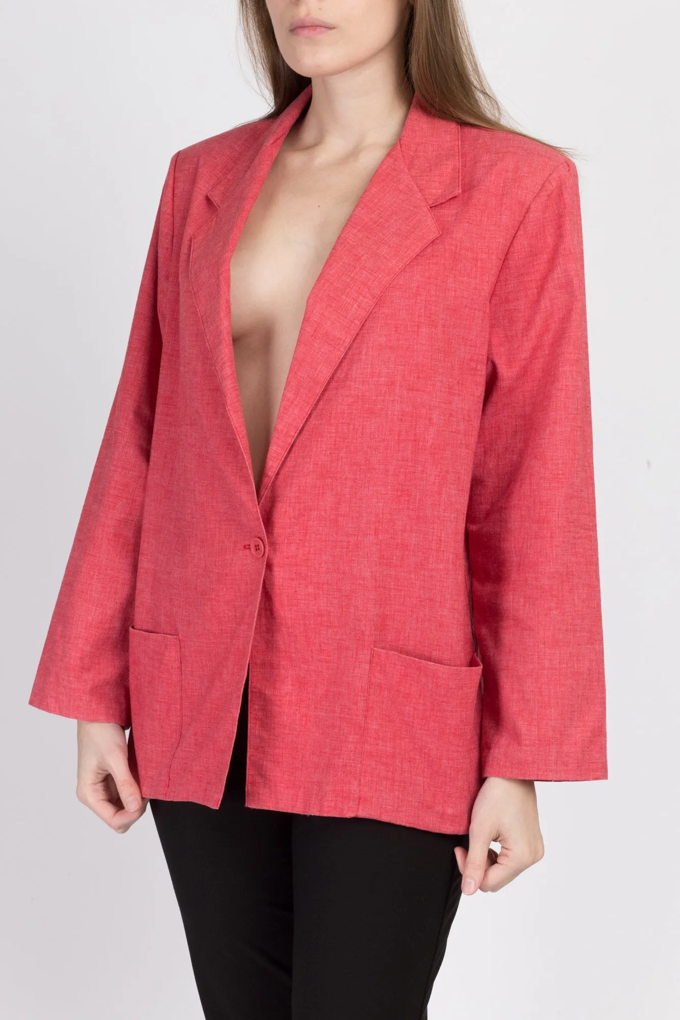 80s Pink Longline Blazer - Large