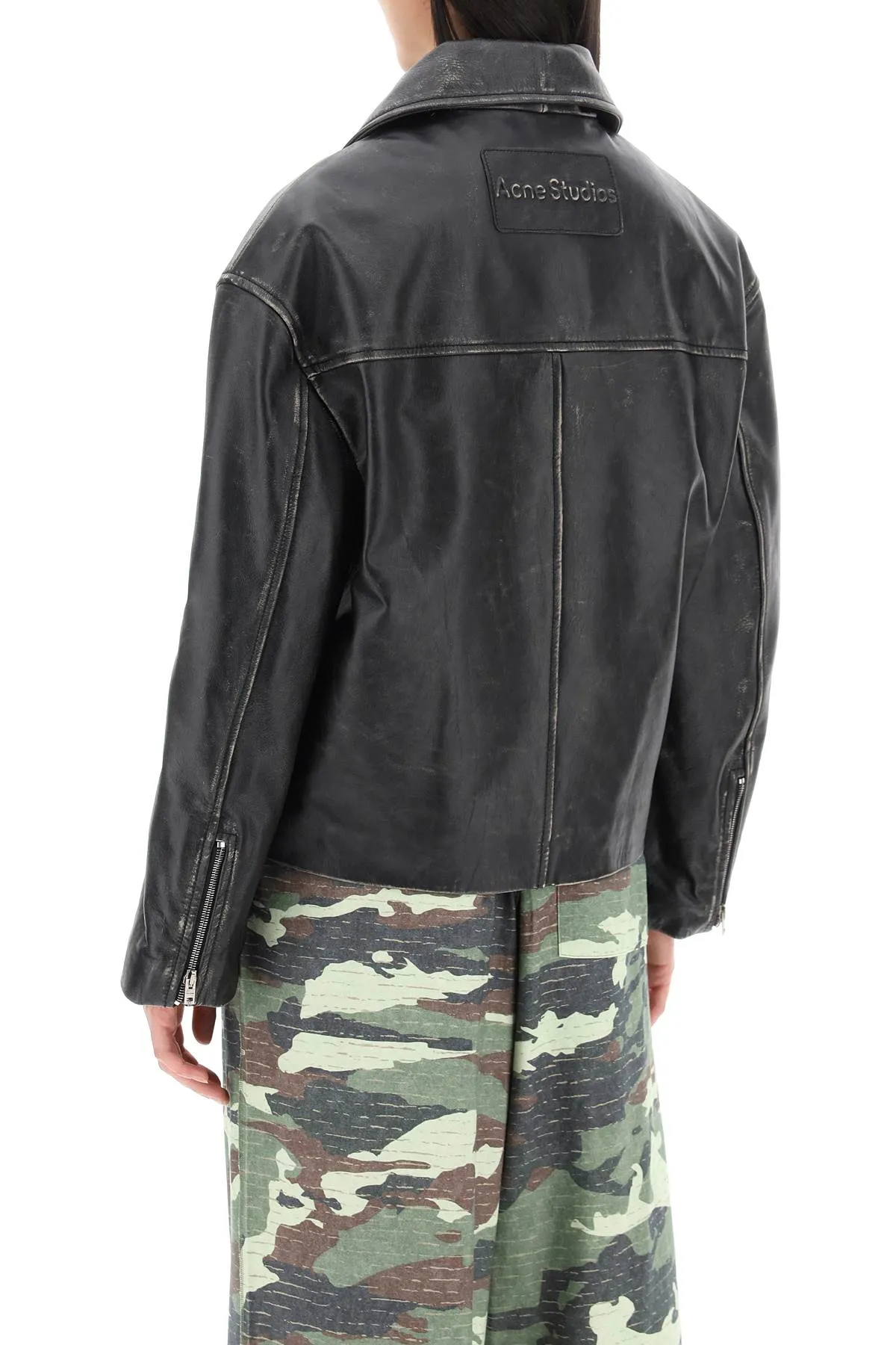 Acne Studios "vintage Leather Jacket With Distressed Effect (Size - 36)