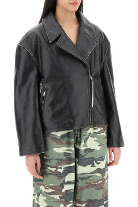 Acne Studios "vintage Leather Jacket With Distressed Effect (Size - 36)