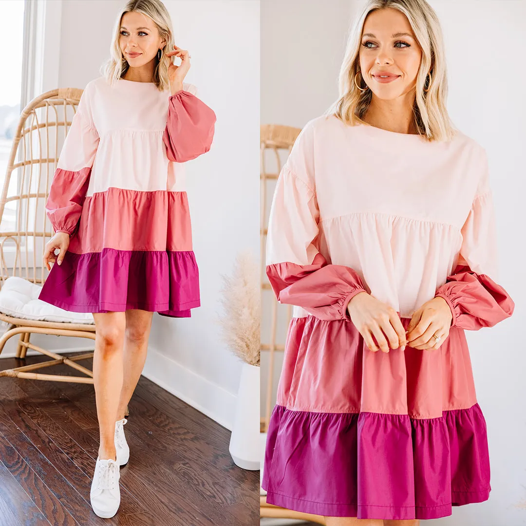 Always For Fun Raspberry Pink Colorblock Dress