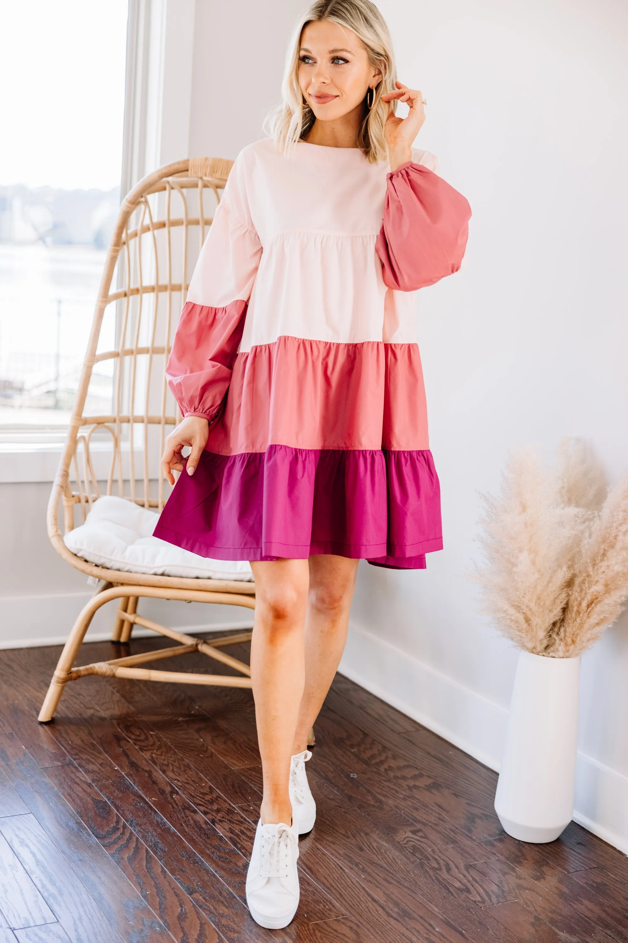 Always For Fun Raspberry Pink Colorblock Dress