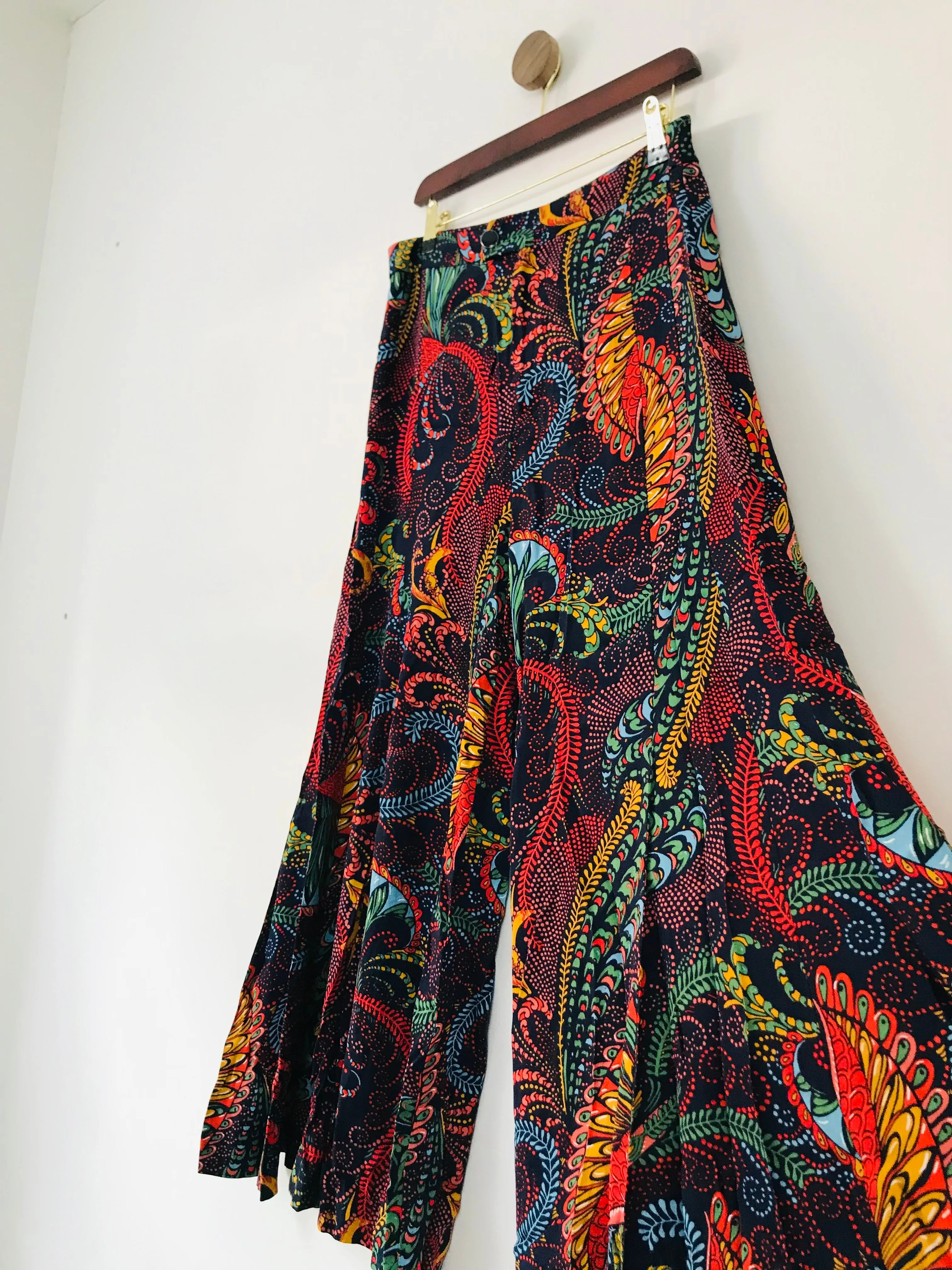 Anthropologie Women's Patterned Flared Palazzo Trousers | UK10 | Multicolour