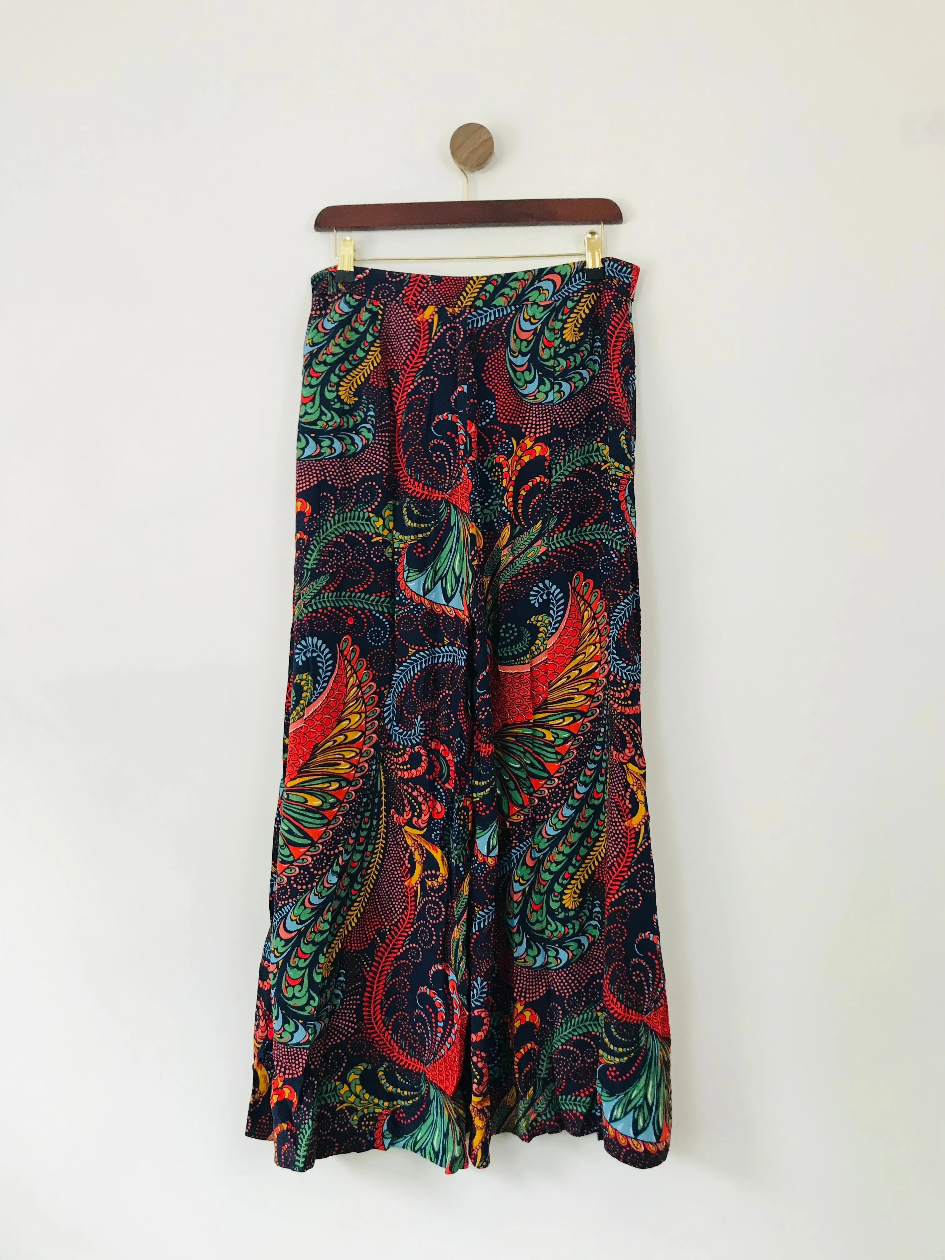 Anthropologie Women's Patterned Flared Palazzo Trousers | UK10 | Multicolour