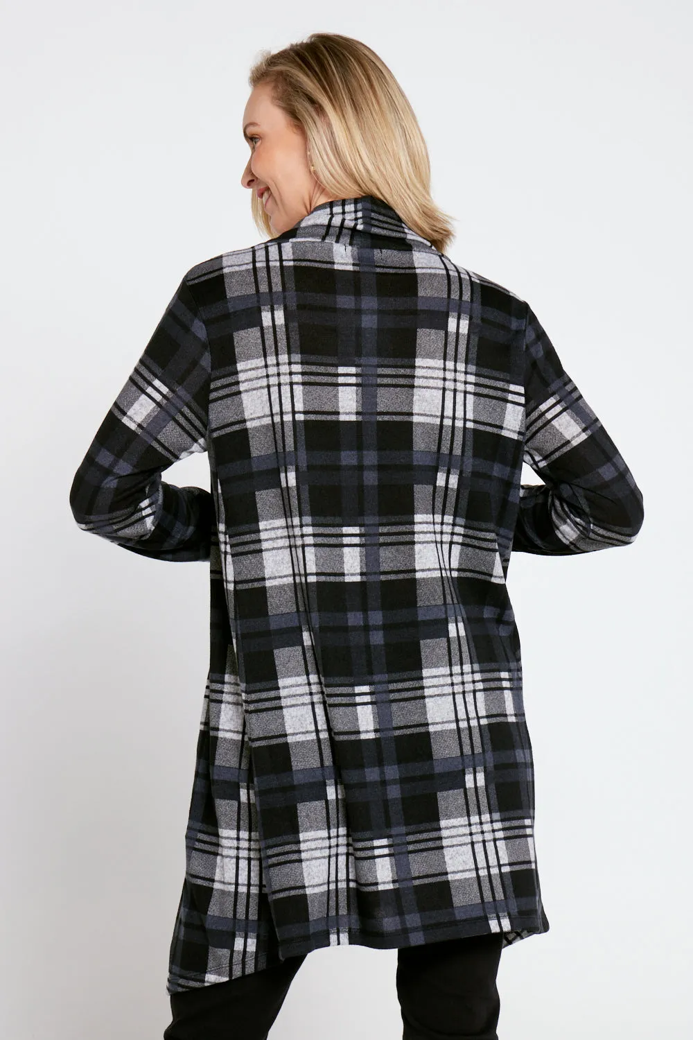 Aspen Cowl Swing Tunic - Steel Check