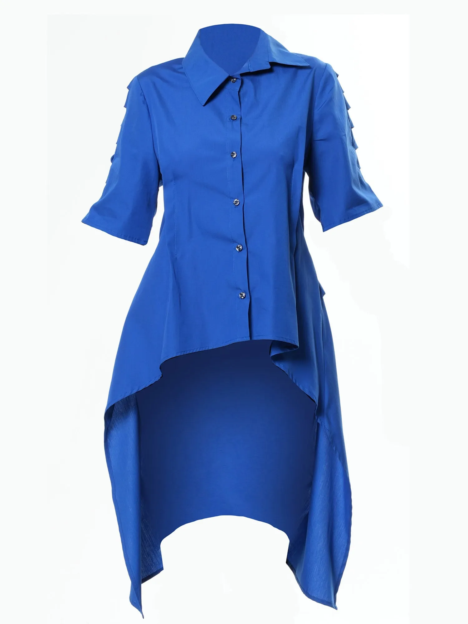 Asymmetric Shirt With Open Back In Royal Blue