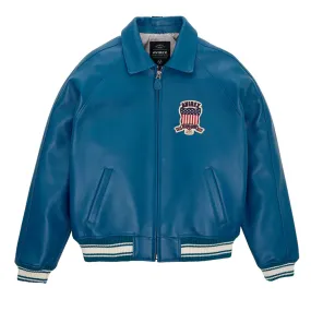 Avirex Icon Teal Varsity Leather Bomber Jacket