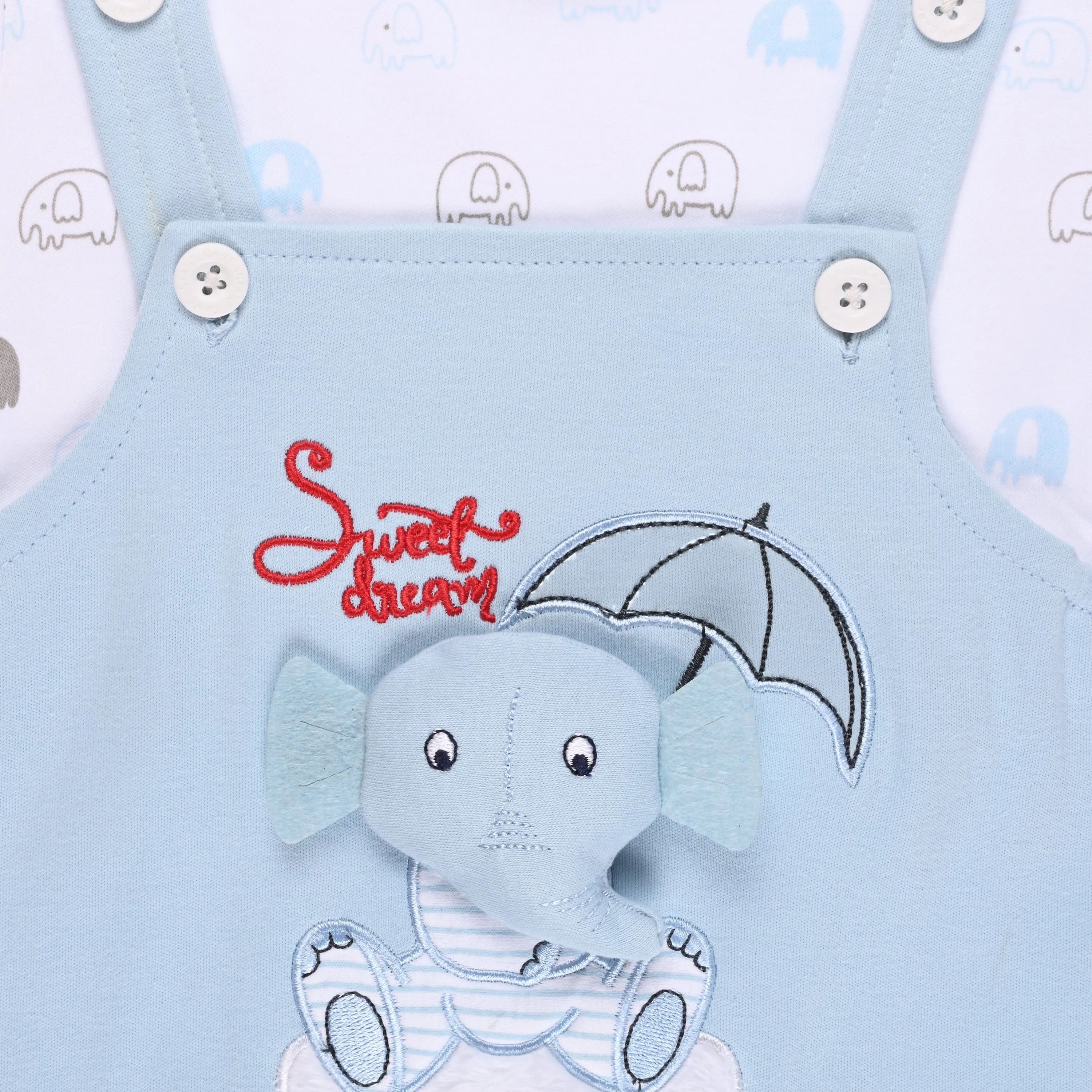 Baby Boys Applique Print T-Shirt and Shorts Dungaree Set