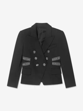 Balmain Girls Double Breasted Blazer in Black