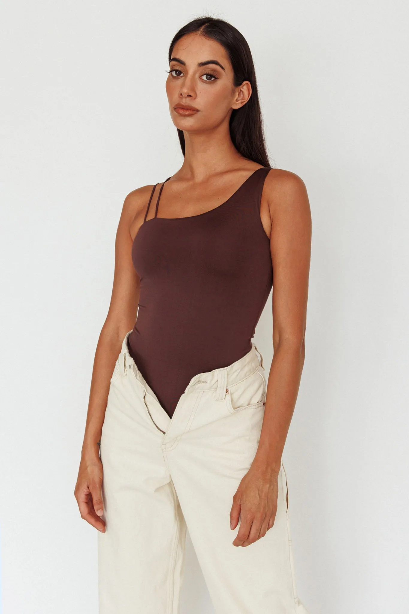 Bare Double Strap Bodysuit Brown