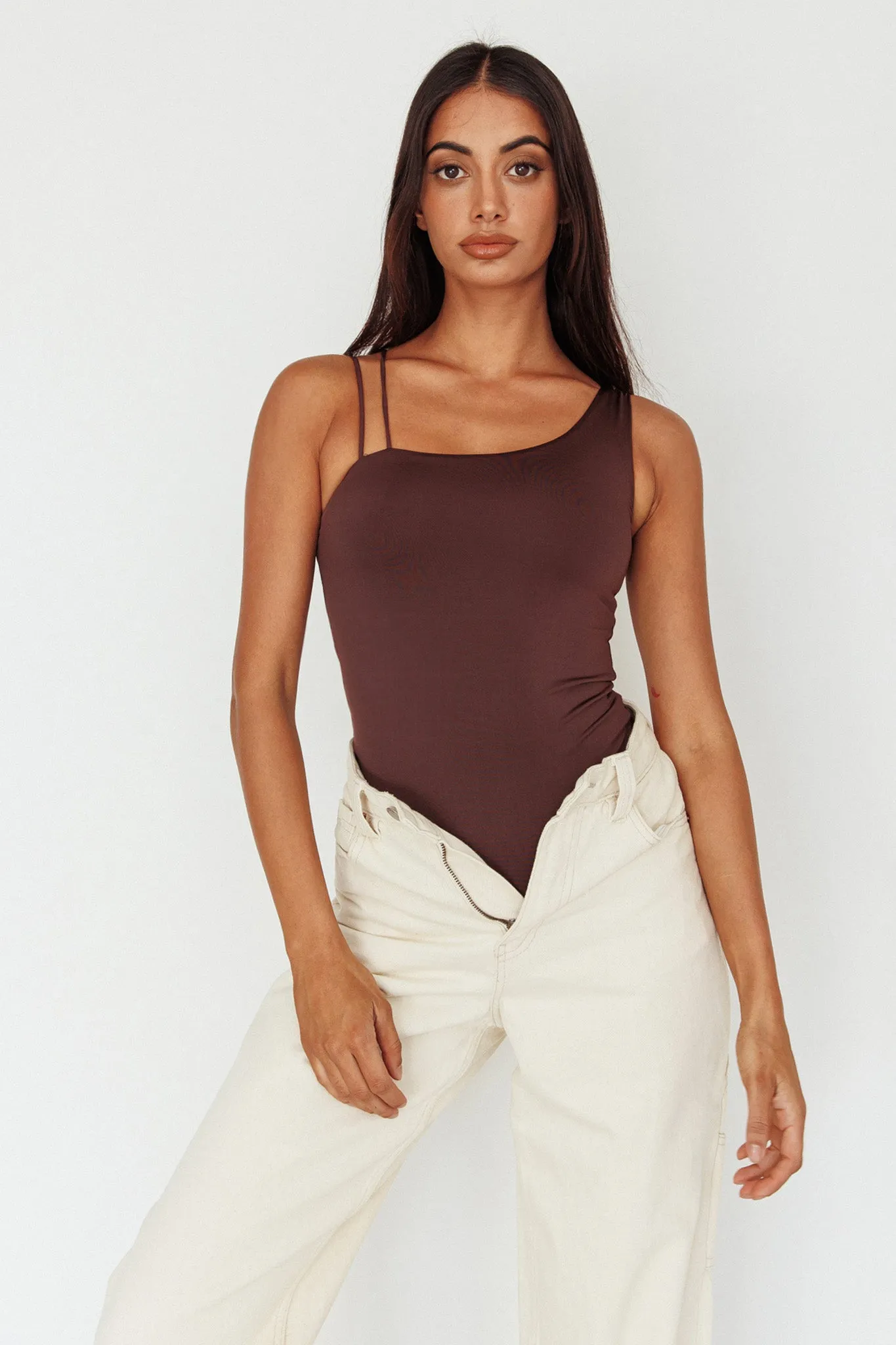 Bare Double Strap Bodysuit Brown