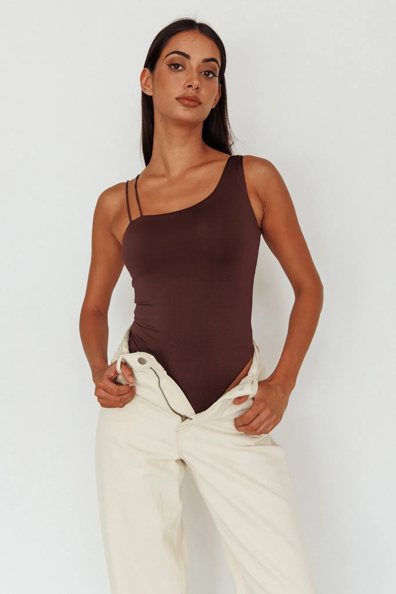 Bare Double Strap Bodysuit Brown