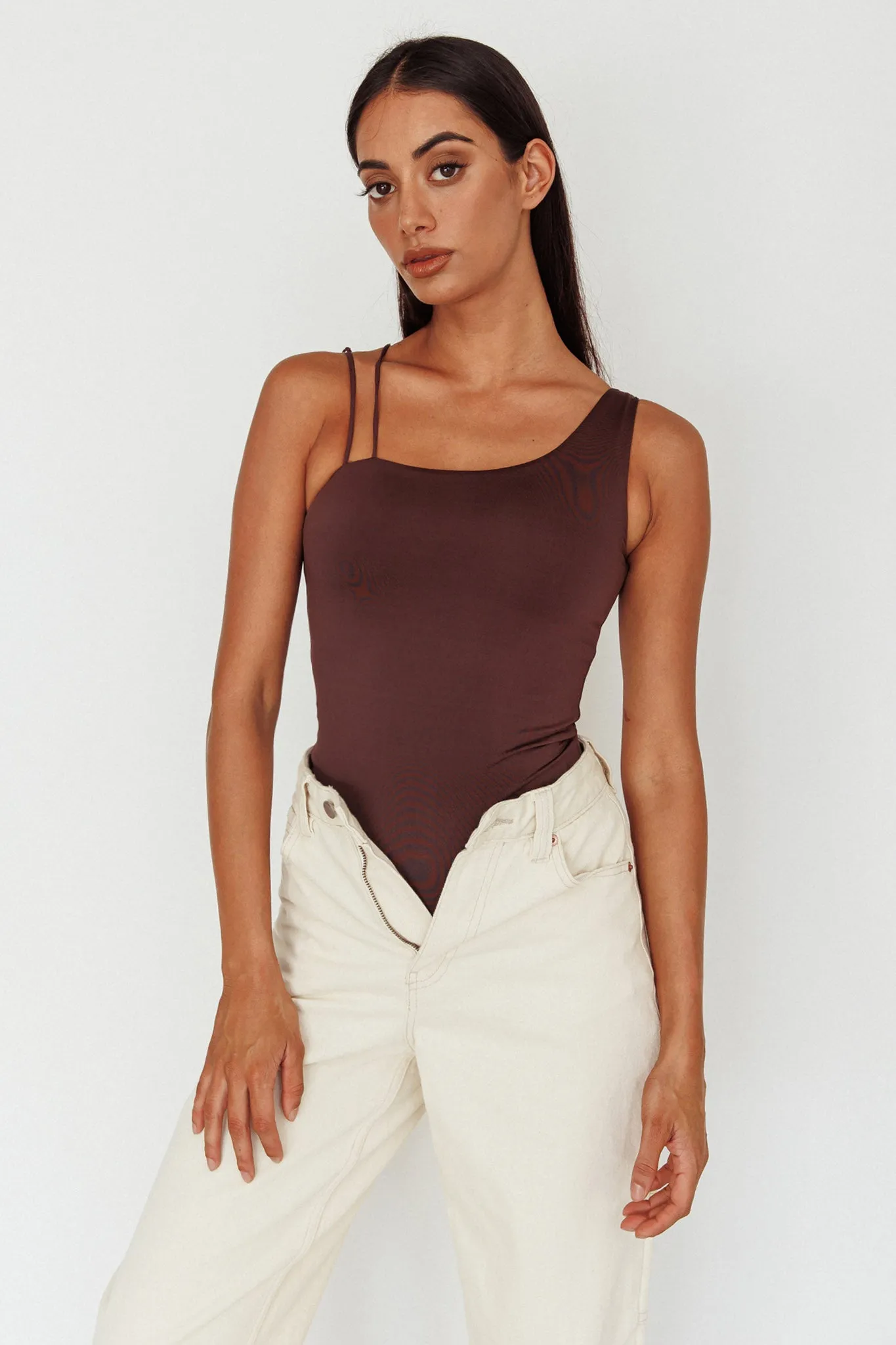 Bare Double Strap Bodysuit Brown