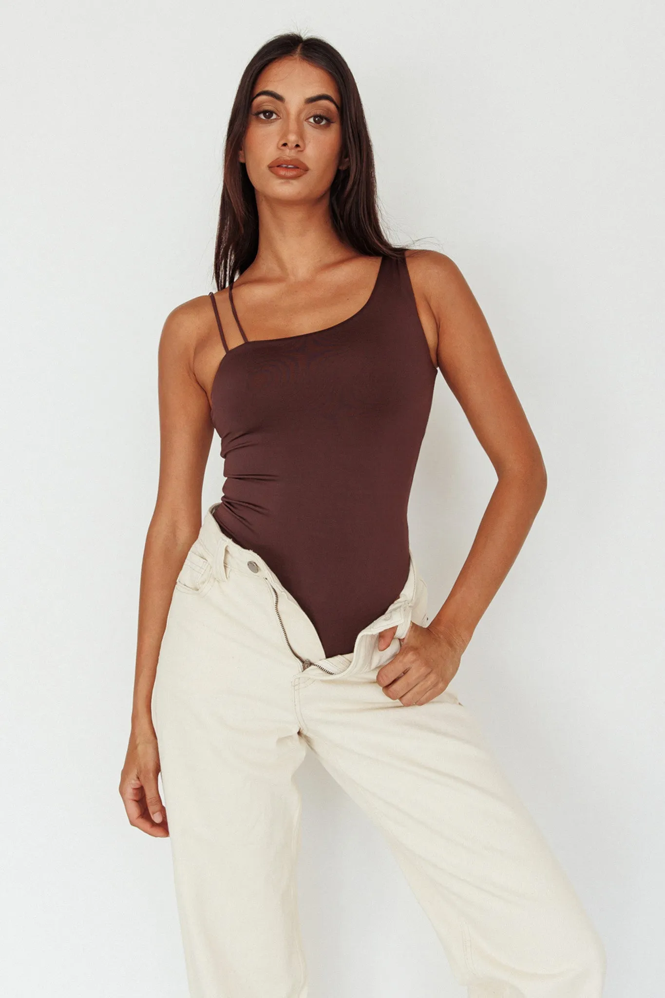 Bare Double Strap Bodysuit Brown