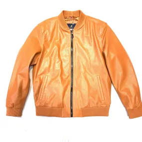 Barya NewYork Burnt Orange Perforated Lambskin Bomber Jacket