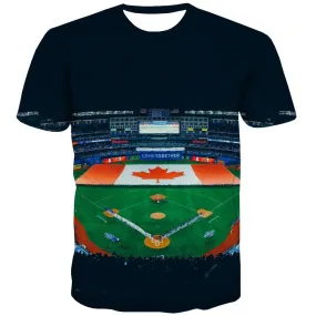 Baseball T-shirt Men Stadium T shirts Funny Game Shirt Print White T-shirts 3d