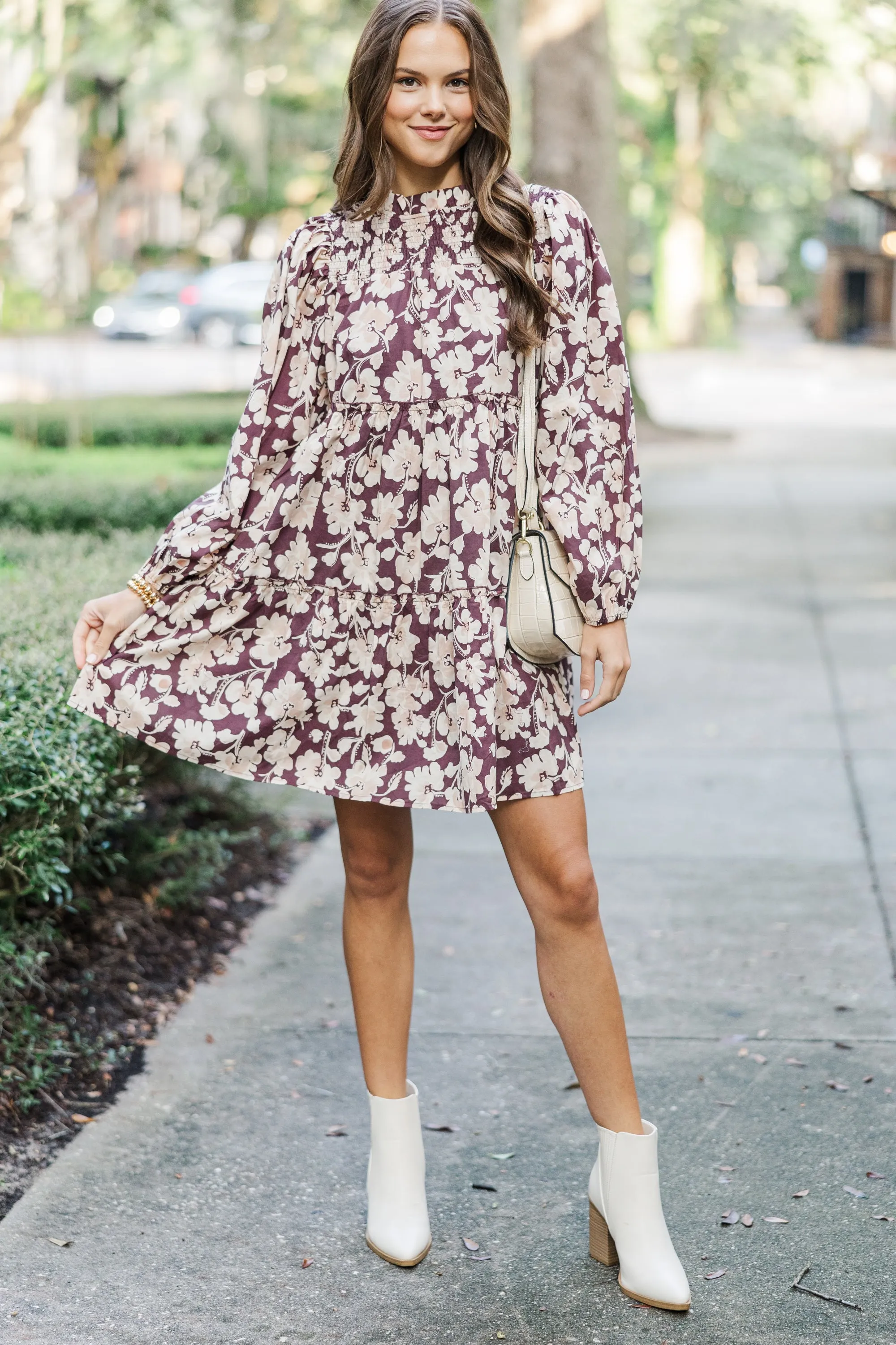 Be Your Best Brown Floral Babydoll Dress