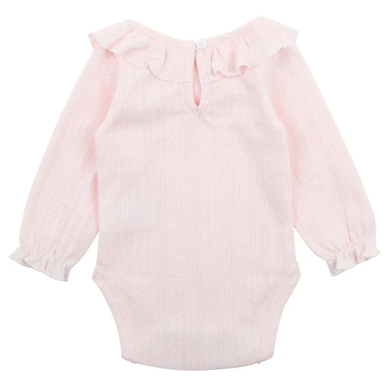 BEBE PINK POINTELLE LS BODYSUIT