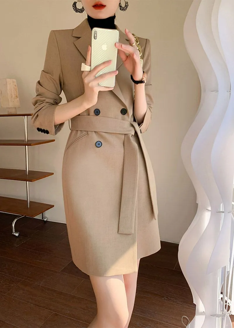 Belted Double Breasted Blazer Dress