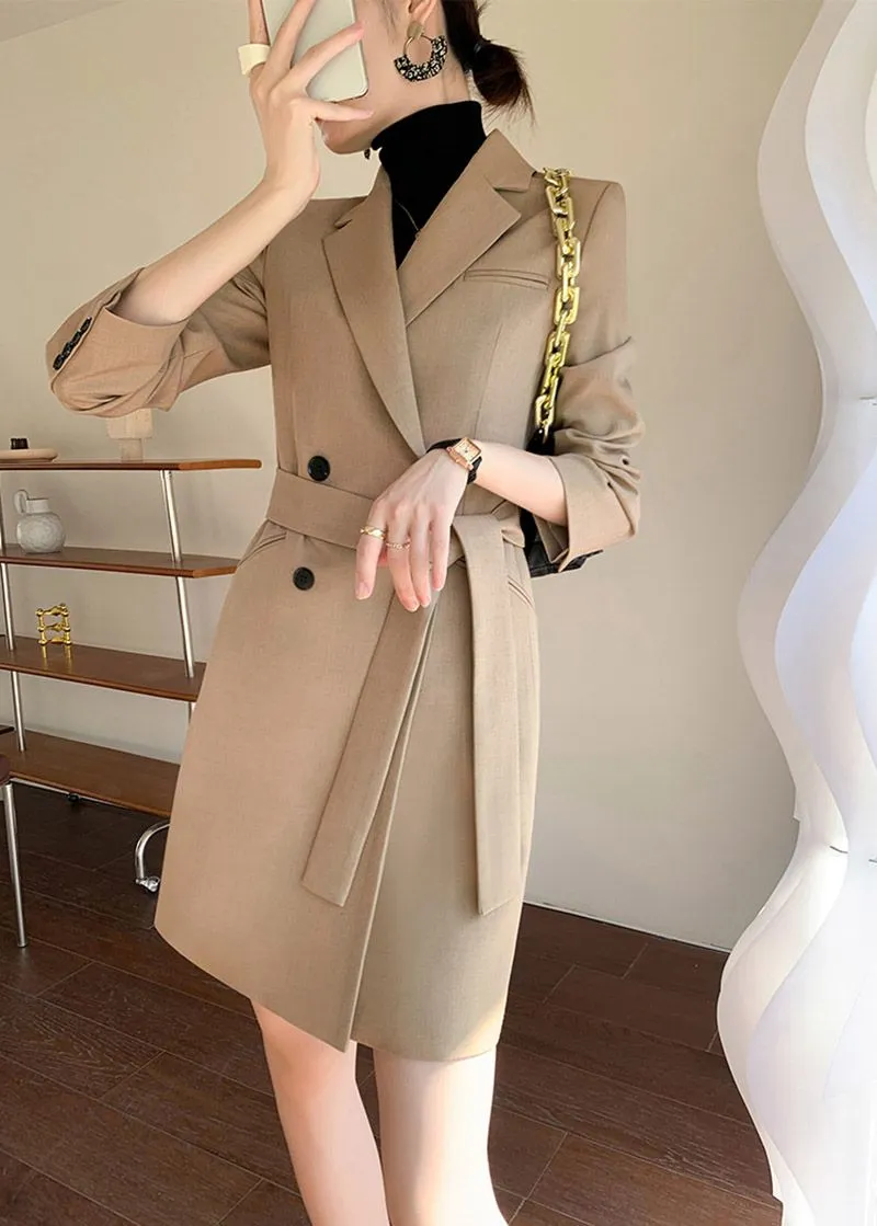 Belted Double Breasted Blazer Dress