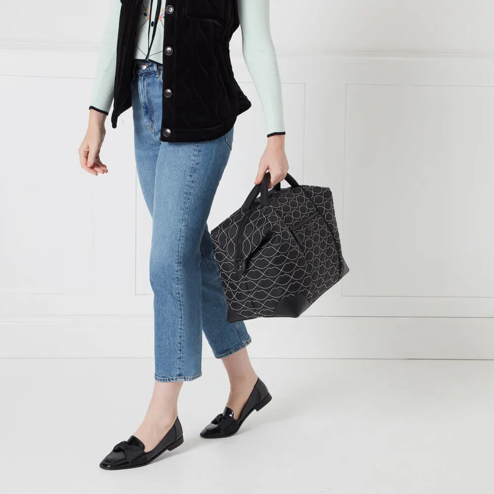 BLACK AND CHALK QUILTED FENELLA HOLDALL