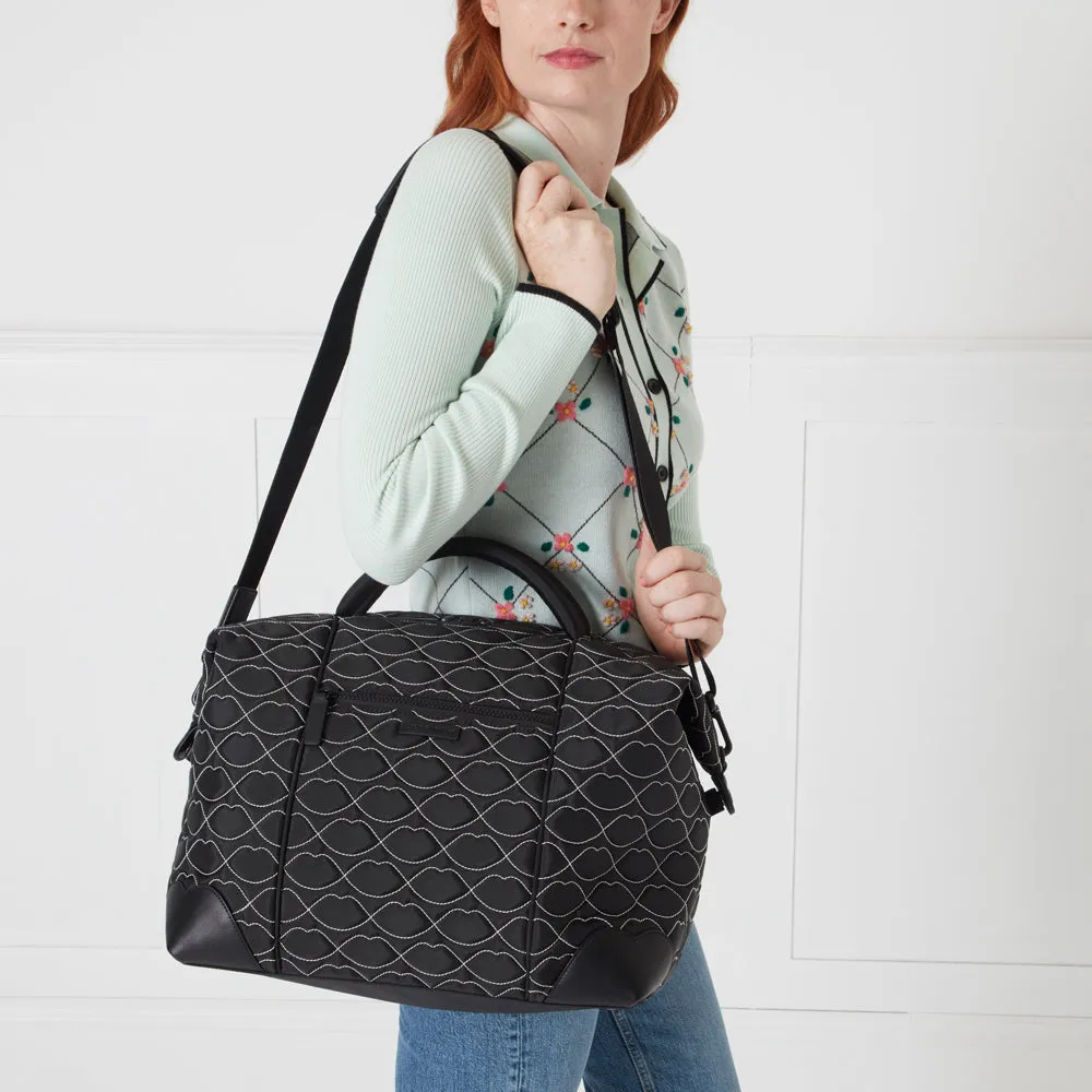 BLACK AND CHALK QUILTED FENELLA HOLDALL