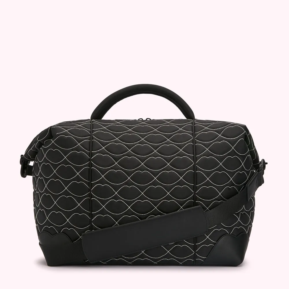 BLACK AND CHALK QUILTED FENELLA HOLDALL