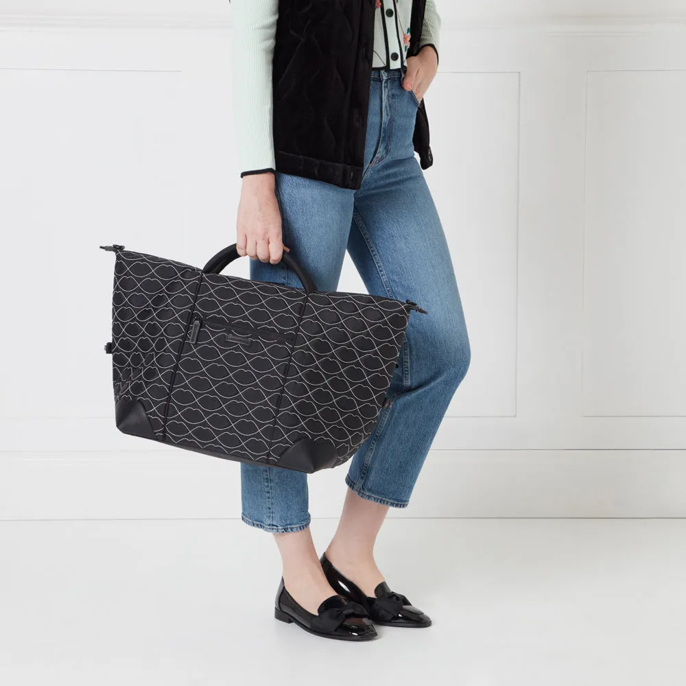 BLACK AND CHALK QUILTED FENELLA HOLDALL