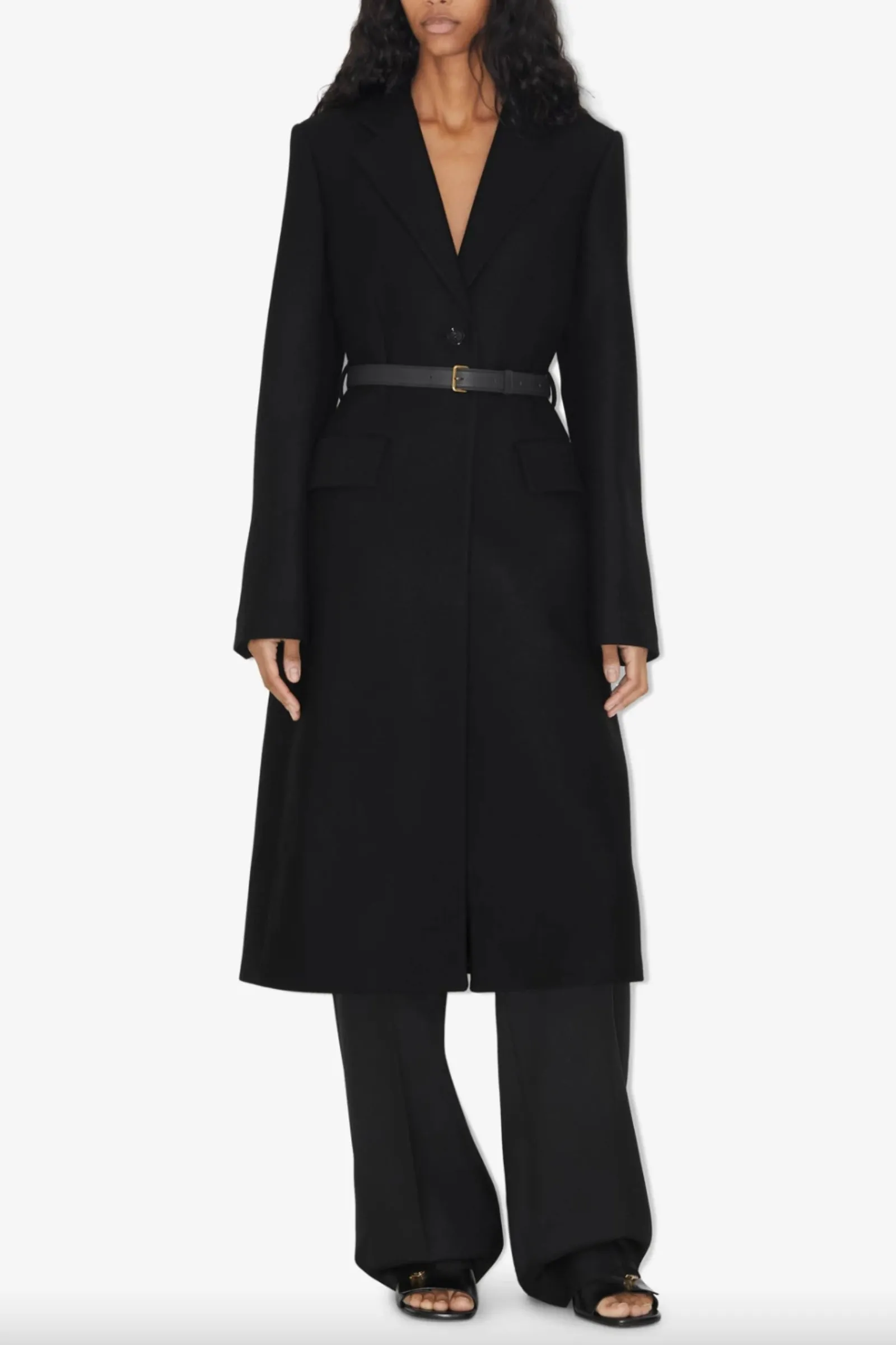 Black Camel Hair Wool Tailored Coat