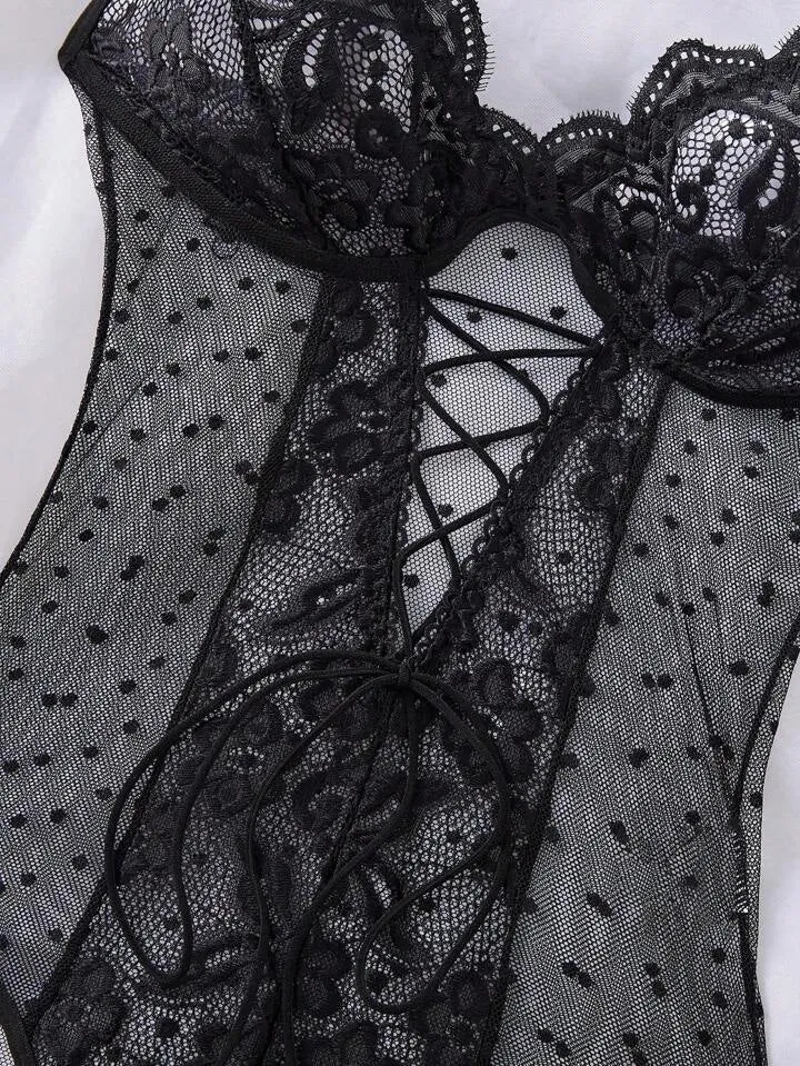 Black Lingerie Lace Bodysuit Intimates