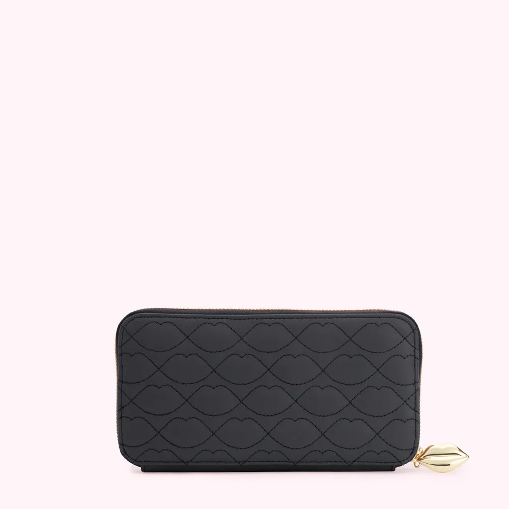 BLACK LIP QUILTED LEATHER TANSY WALLET