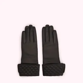 BLACK QUILTED LIP LEATHER BLAIR GLOVES