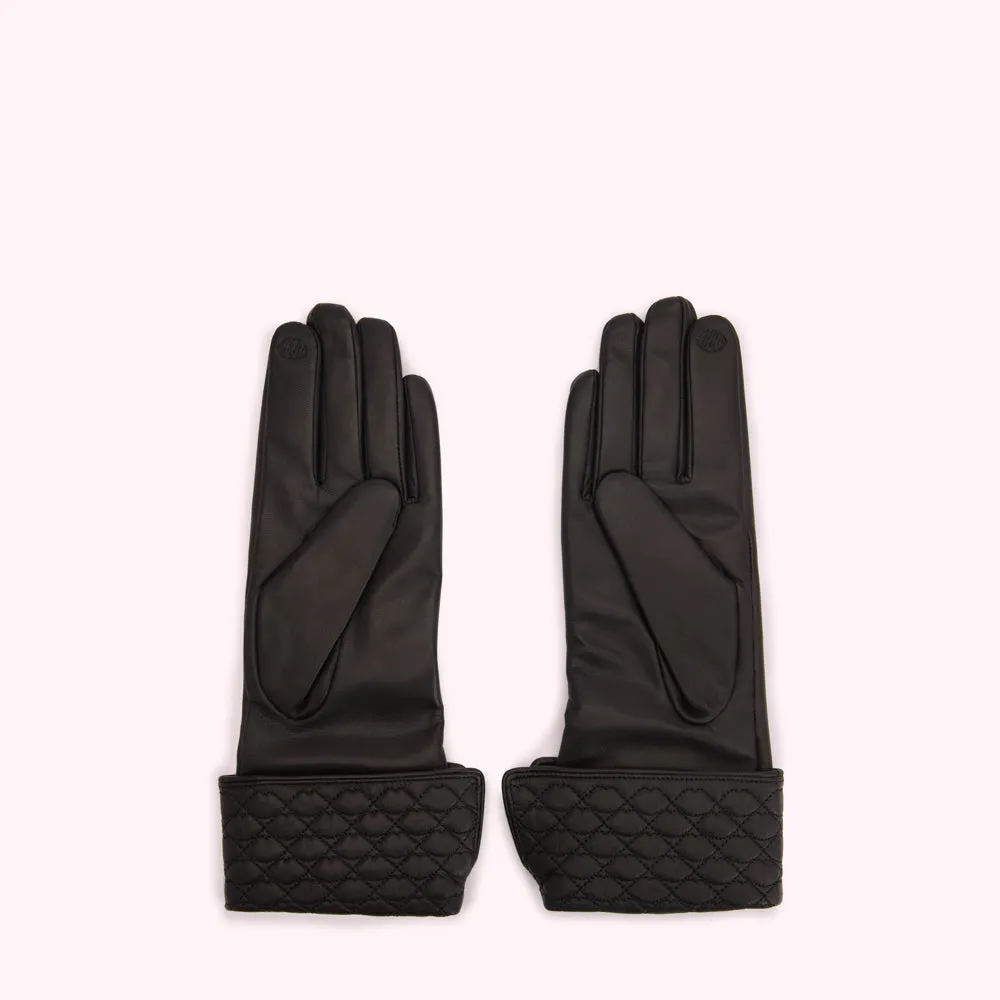 BLACK QUILTED LIP LEATHER BLAIR GLOVES