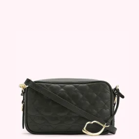 BLACK SMALL QUILTED LIP ASHLEY LEATHER CROSSBODY BAG