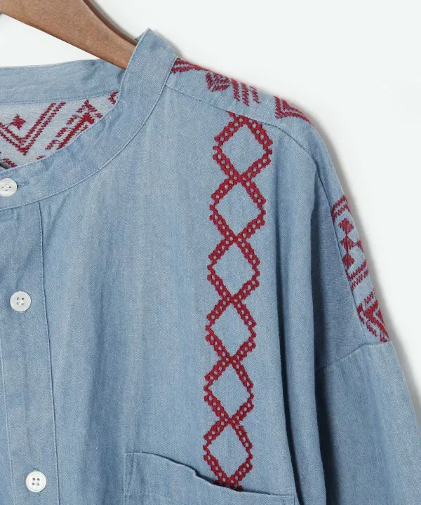 Bohemian Embroidery Denim Shirt