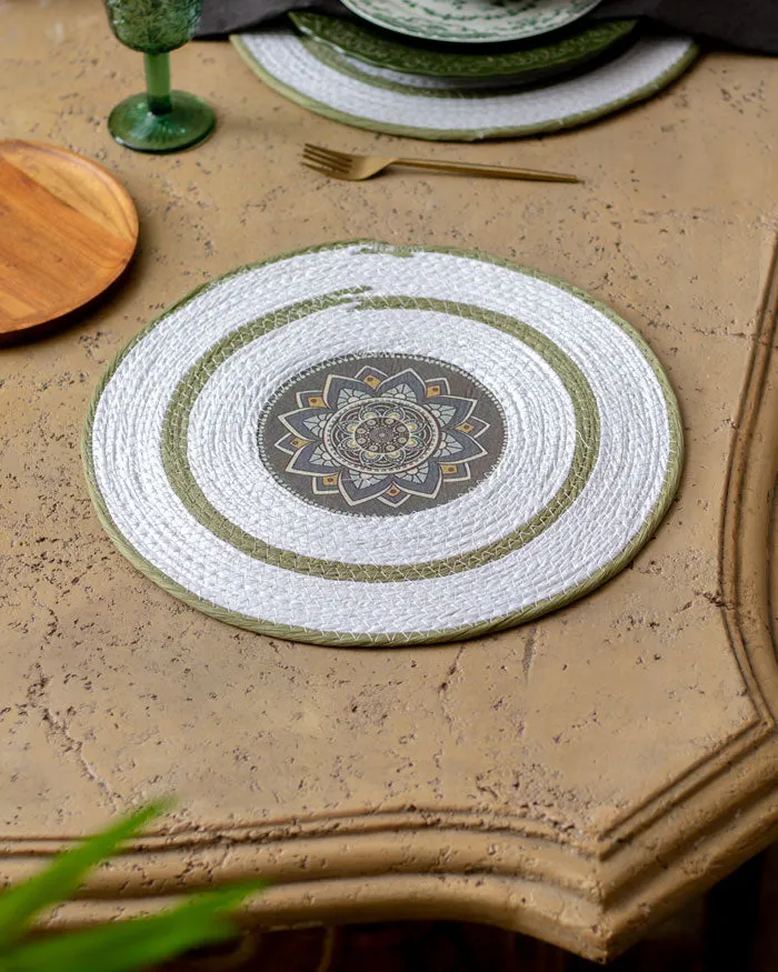 Bohemian Mandala Placemat - White Green