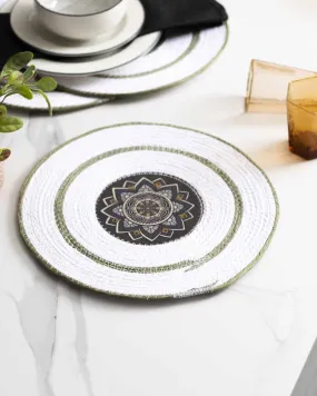 Bohemian Mandala Placemat - White Green