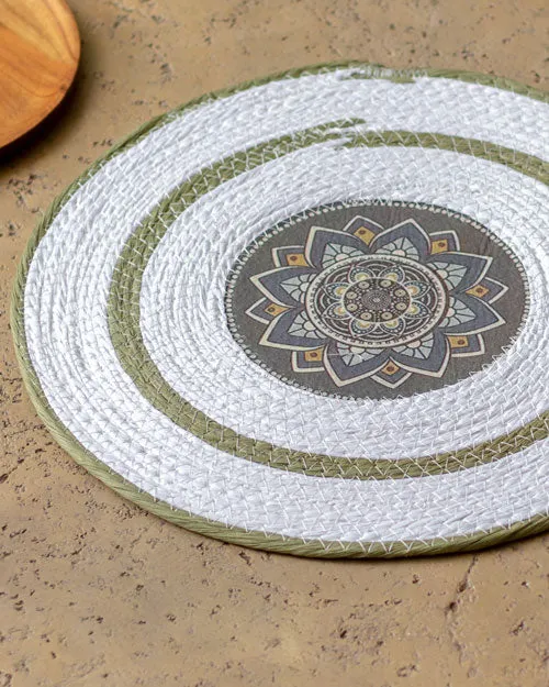 Bohemian Mandala Placemat - White Green