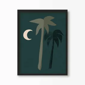 Boho Moonlight Palm Tree Print