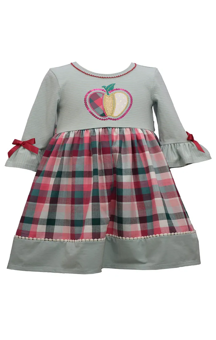 Bonnie Jean Ruffle Sleeve Fall Buffalo Check Apple Girls Babydoll Dress