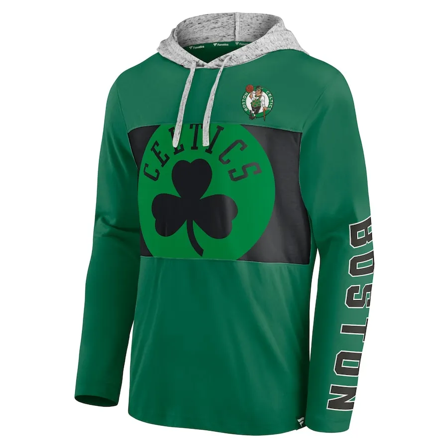 Boston Celtics Fanatics Branded Block Party Pullover Hoodie - Kelly Green/Heathered Gray