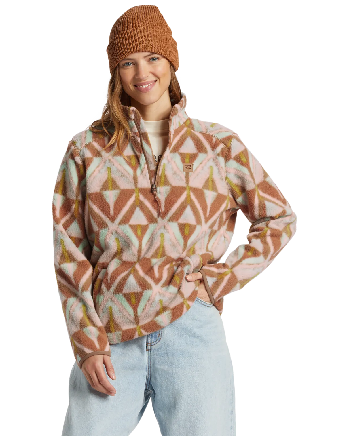 Boundary Mock 3 Fleece Jacket in Sandalwood