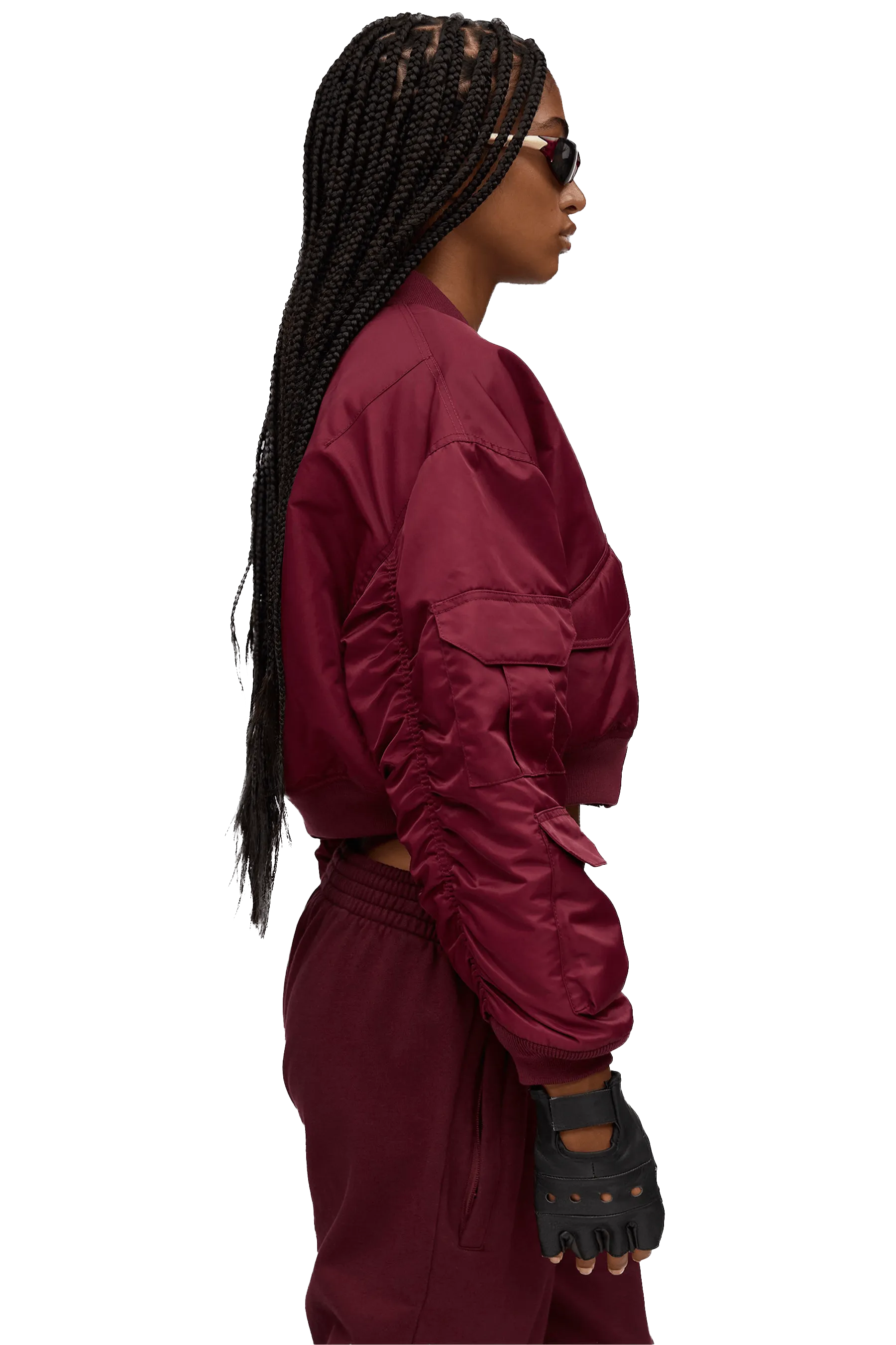 BOXY BOMBER JACKET - Burgundy