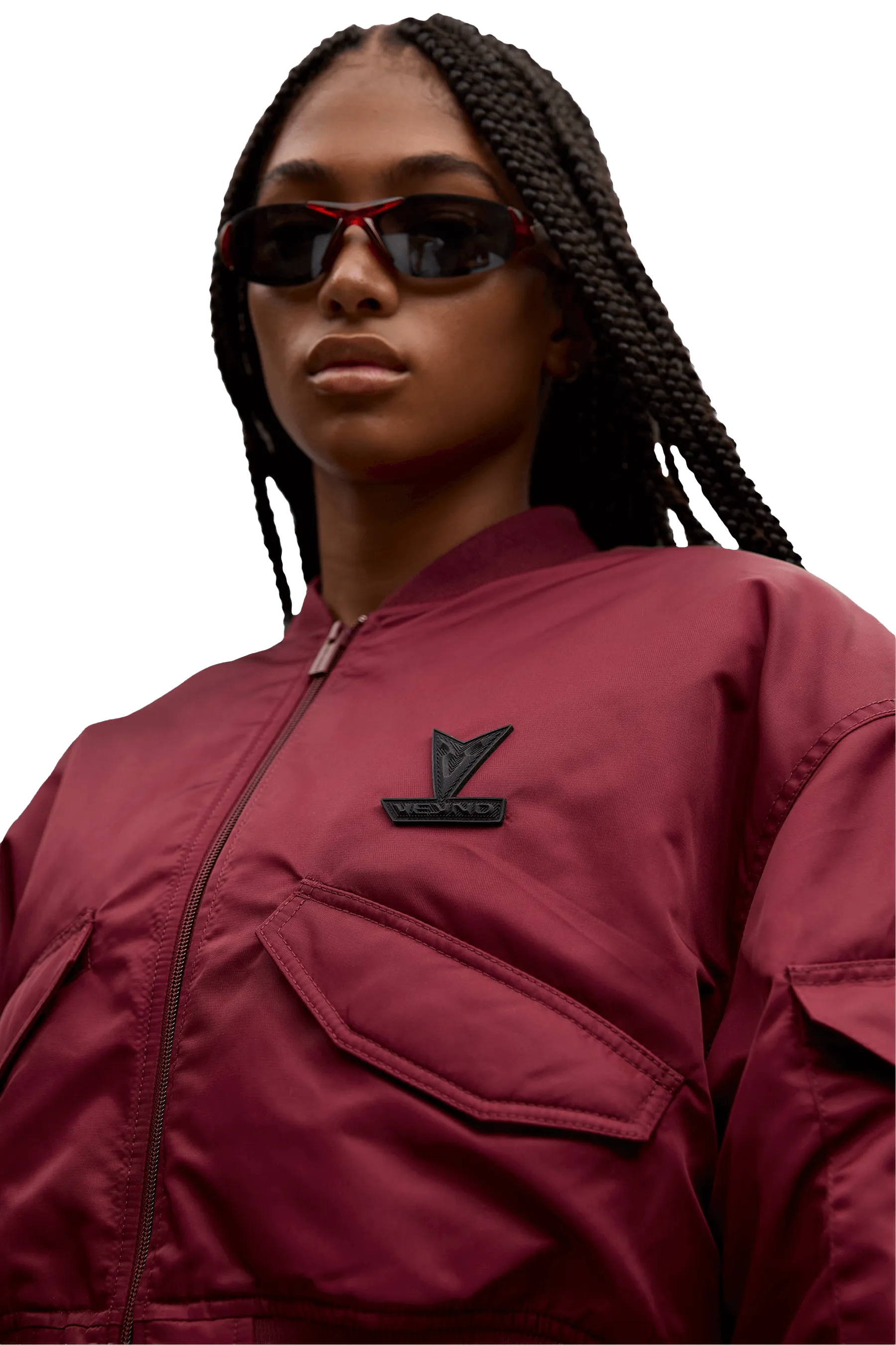 BOXY BOMBER JACKET - Burgundy